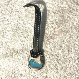 Dooney & Bourke Silver and Blue Key Holder/Charm W Leather Strap